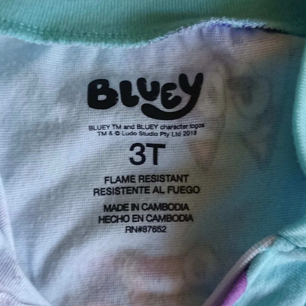 Bluey Toddler One Piece Sleeper Pajamas, Size 3T